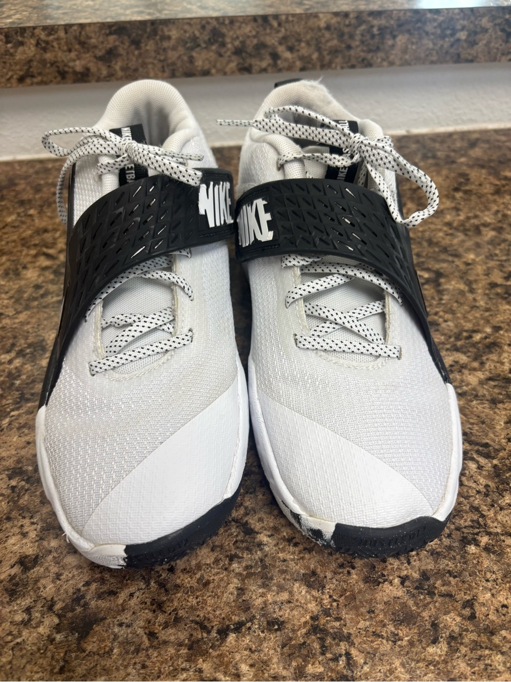 Nike Kids White and Black Strap Sneakers
